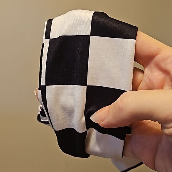 Baby Bow Adjustable Checkered Headband NEW - Picture 4 of 4